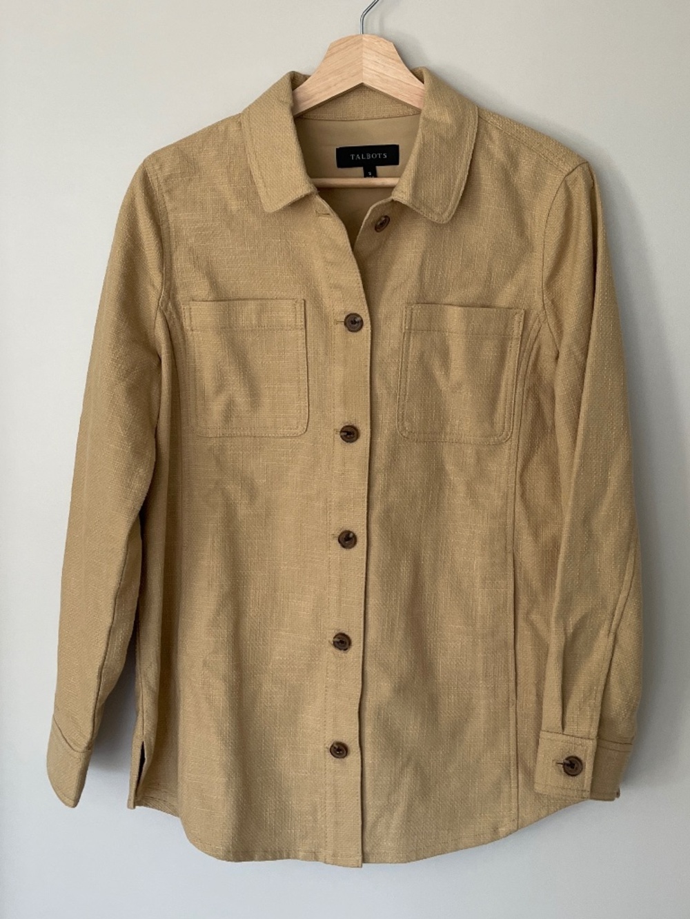 Talbots Textured Sand Castle Tan Shacket Jacket Size S